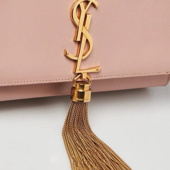 Yves Saint Laurent Pink Leather Monogram Medium Kate Tassel Bag 795-042925 - Picture 9 of 12
